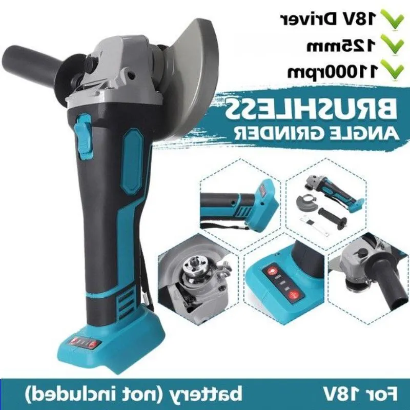 18V 800W 125mm borstlös trådlös påverkan Vinkelkvarn utan batteri DIY Power Tool Cutting Machine Polering VAEXV