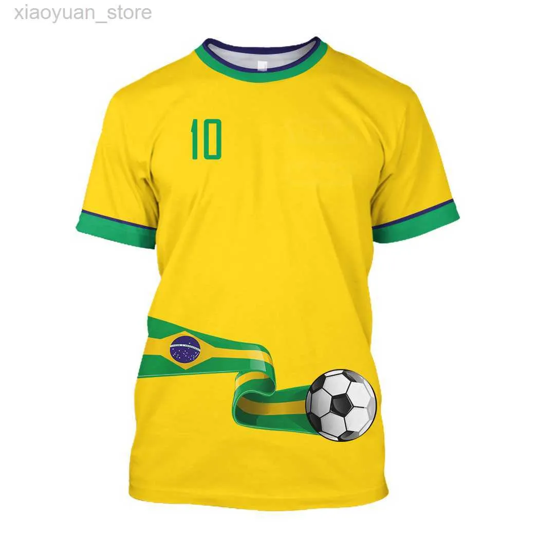 Herr t-shirts 2022 Brasilien Jersey Men's T-shirt Brasiliansk bomull Välj skjorta O Neck Överdimensionerad fotbollslag Casual Streetwear Menkläder M230408