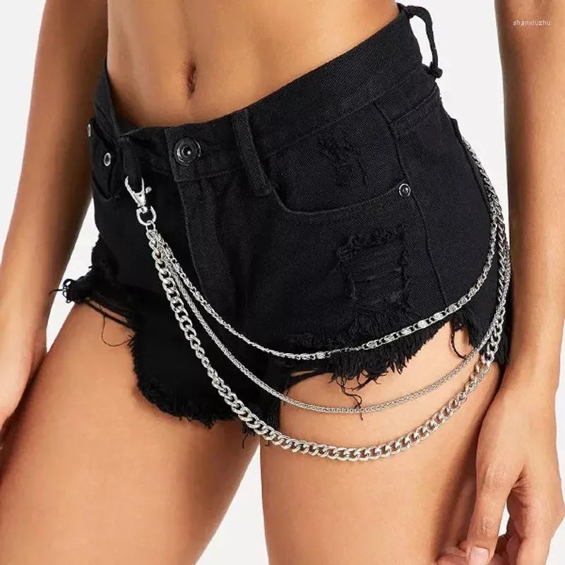 Ketens hiphop legering legering metaal chaint multilayer taille ketting pant sieraden voor dames heren bikini shorts mode bar strand feest cadeau