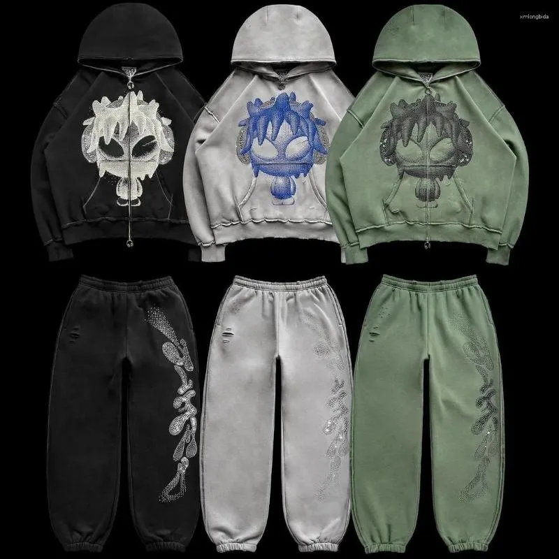 Sweats à capuche pour hommes Sweats à capuche zippés Sweat à capuche coréen Streetwear Grunge Hip Hop Haut à manches longues Sweat-shirt d'extérieur