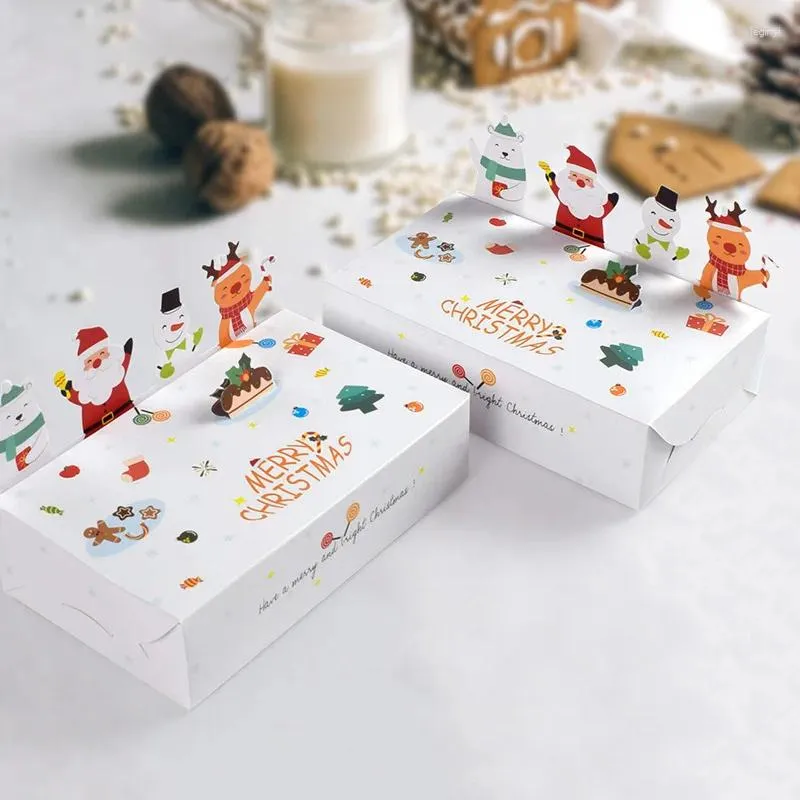 Décorations de noël en papier Kraft, boîte-cadeau à bonbons, boîtes à biscuits de noël de dessin animé, décoration de fête, cadeaux de l'année 2024