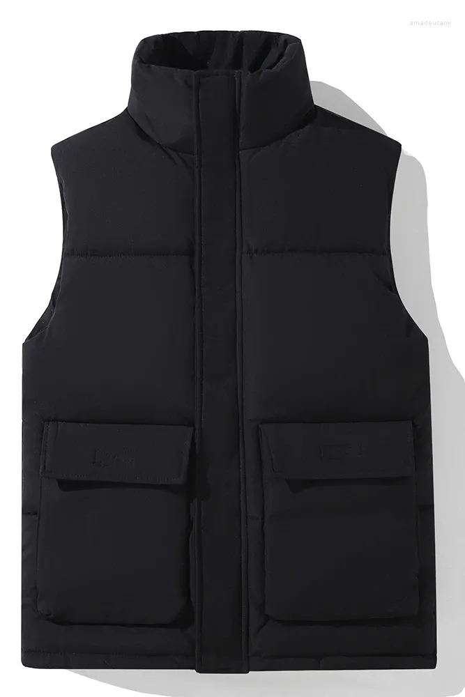 Men's Jeans Large-size Cargo Vest For Men Autumn And Winter Thickened Down Cotton Coat With White Background