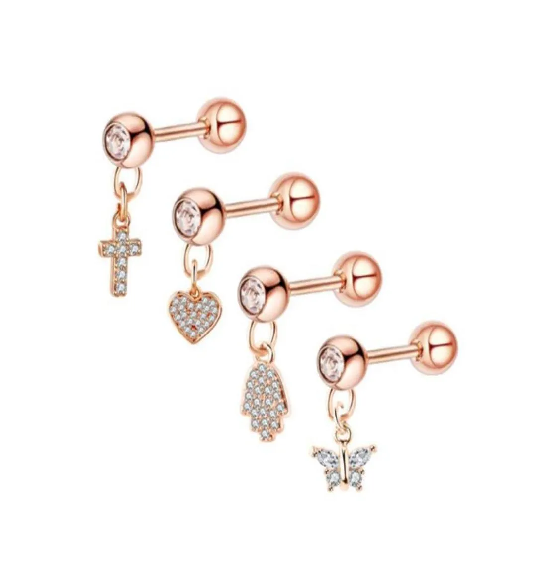 Dangle Hart Vlinder Kruis Palm Oorkraakbeen Tragus Studs Oorbellen Body Piercing Jewerly Voor Vrouwen en Meisjes8441055