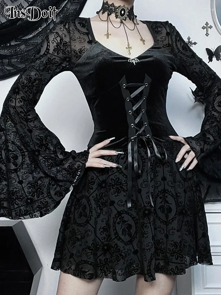 Gothic Lace Polyester Corset Dress