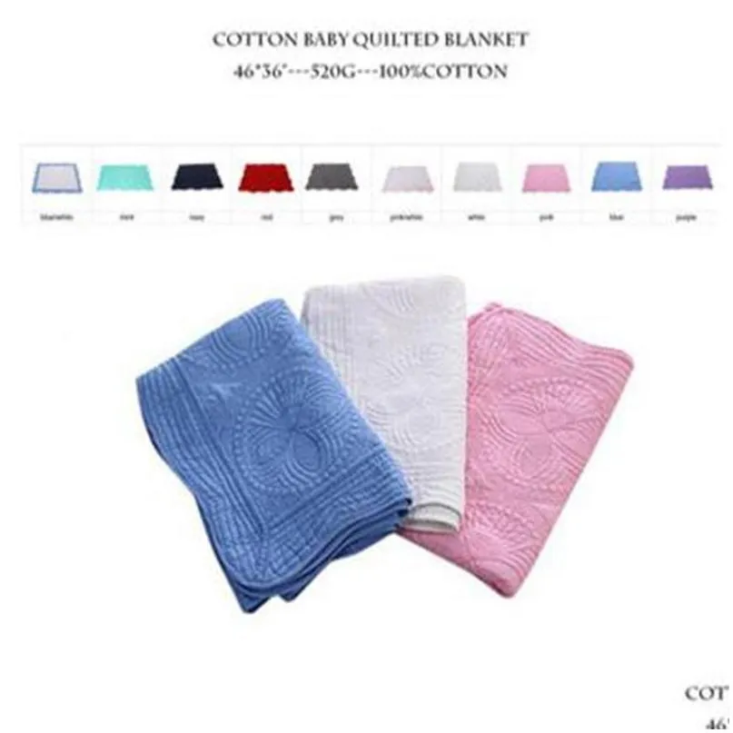 Coperte Spazi vuoti all'ingrosso Cimelio Trapunte per bambini Cotone trapuntato infantile Blu scuro Volant bianco Minky Toddle Regalo per bambini Nato Ddle Coperta Dro Dhnpi