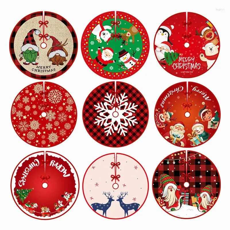 Juldekorationer 90 cm trädkjol Santa Claus Snowflake Xmas mattan Merry Decor for Home Navidad År 2023 Ornament