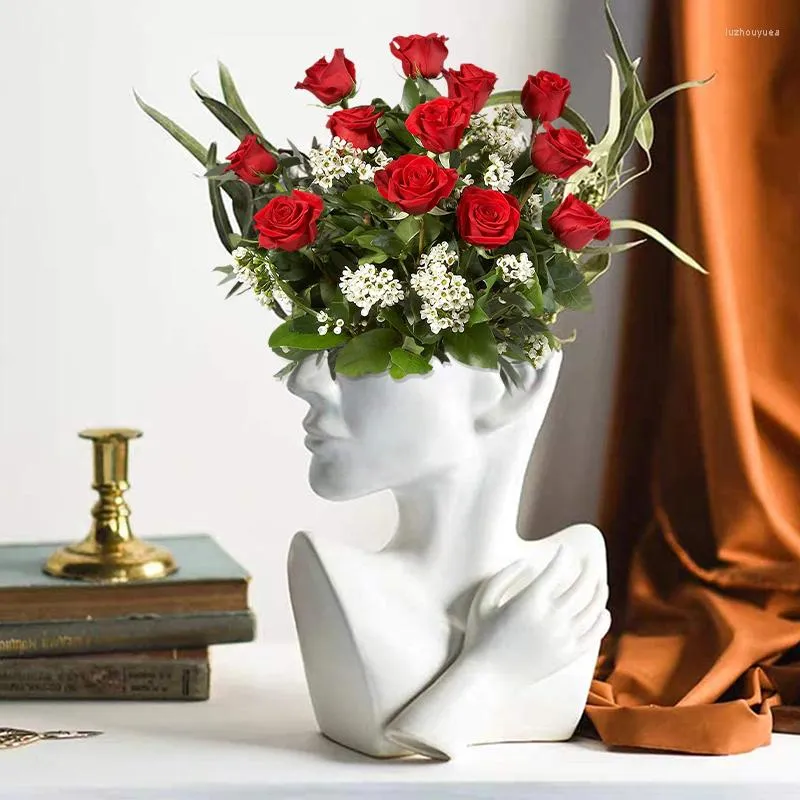 vase現代美術セラミック花瓶の女性ボディクラフト彫刻植木鉢リビングルームホームテーブルオフィス装飾Creativ