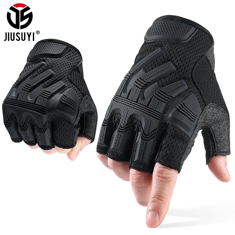 Cykelhandskar Taktiska vantar Halvfingerhandskar Fingerless Swat Glove Army Militär Rubber Protective Airsoft Bicycle Shooting Driving Män 231108