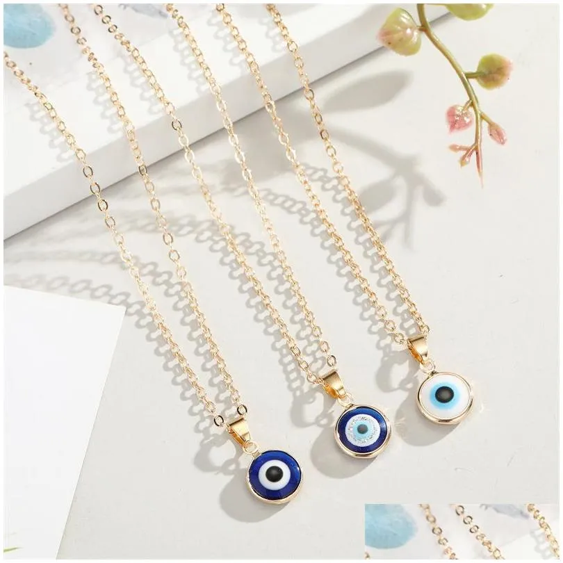 Colliers inspirés bijoux couleur or chaînes de clavicule oeil pendentif colliers Boho éthique turc mauvais yeux collier Fo Dhgarden Dhjbr