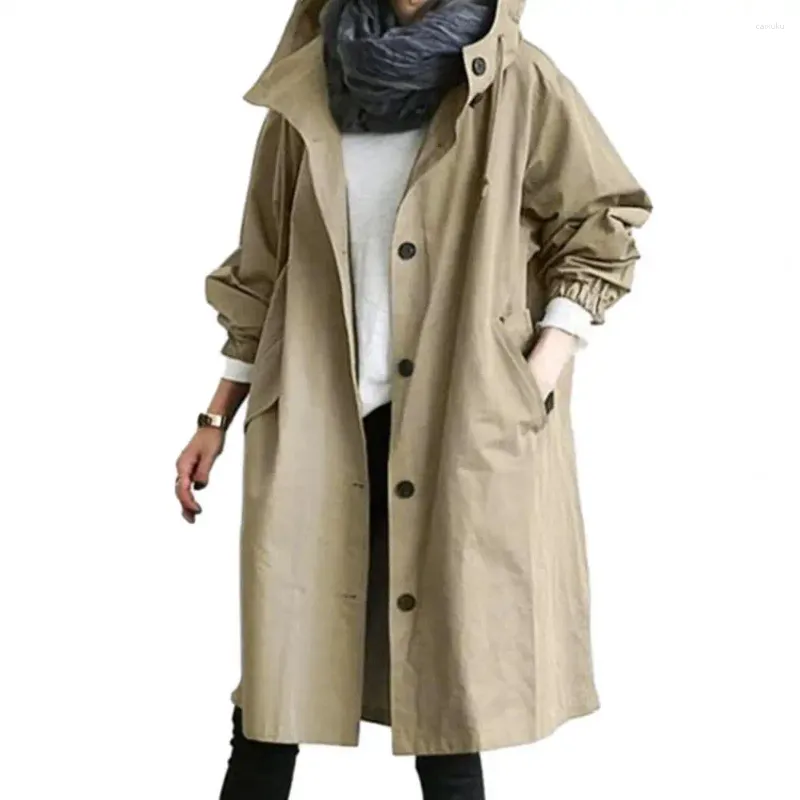 Women's Jackets Women Elegant Trench Coats Double Breasted Lightweight Windproof Plus Size Solid Color Mid-length Trenchcoat Outwear