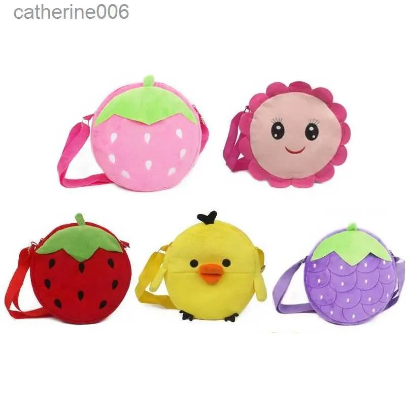 Sacs à dos mignon sac à bandoulière en peluche fraise tournesol enfants sacs à main dessin animé Mini porte-monnaie BagL231108