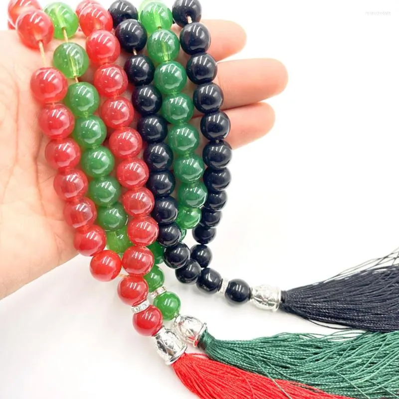 12mm Natural Red Green Stone Islamic Prayer Beads 33 Bead Tasbih