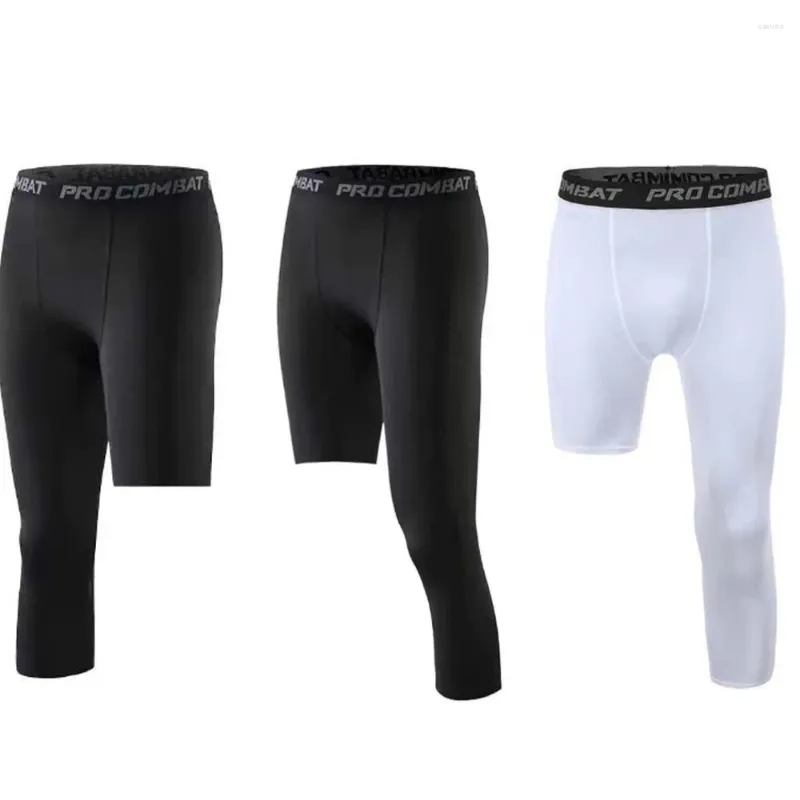 Calças masculinas Me Long Short Leg Compression Tights Correndo Esportes Alta Elasticidade Secagem Rápida Base Calças de Treinamento