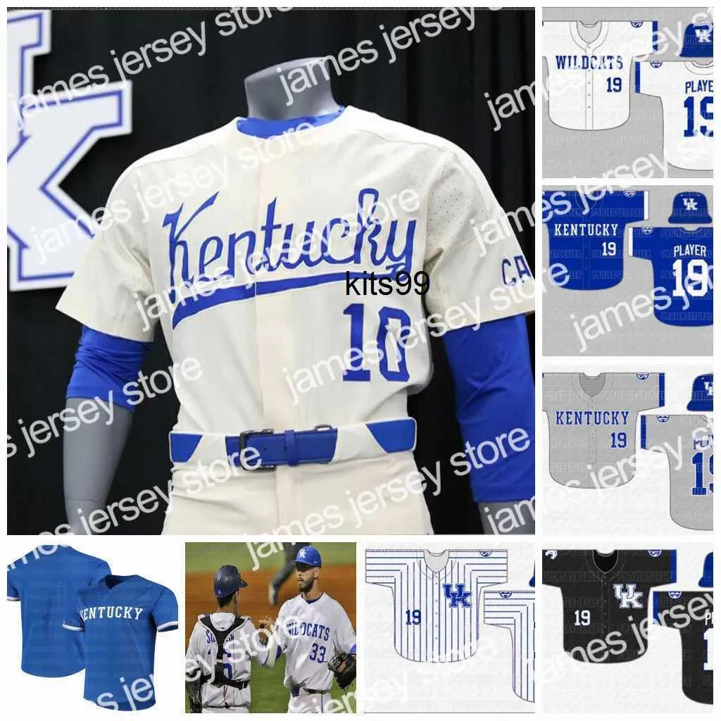 Бейсбол в колледже носит Mens Custom NCAA Kentucky Wildcats Бейсбол Джерси Зик Льюис Джастин Олсон Бретт Маршалл Кайл Музыка Джейк