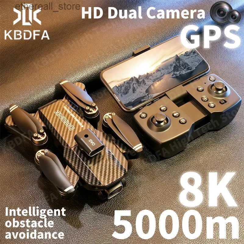 Dronlar KBDFA V162 RC Drone 8K HD Çift Kamera Fırçasız Optik Akış Pozisyonu Hava Fotoğrafı Engel Kaçınma Quadcopter Oyuncakları Hediye Q231108