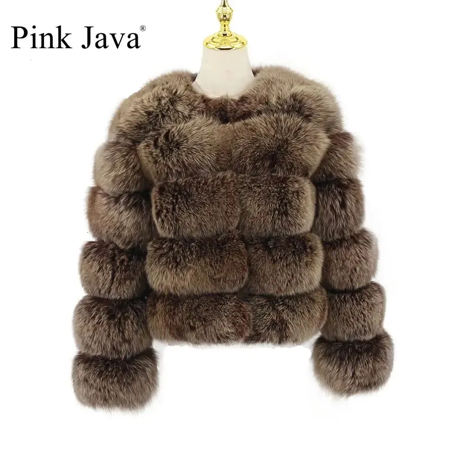 女性の毛皮のフェイクピンクジャワ20114女性ウィンターファーコート本物のジャケット自然ファッション長袖卸売231108