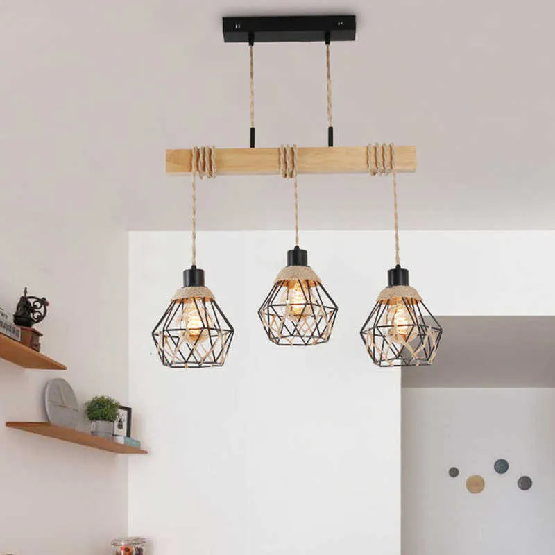 Lampadari Retro stile loft lampadari di corda di canapa industriale, ferro e minimalista luce di soffitto del, singola testa Caffè Ristorante creativo lampadario decorativo Lampadari (1 pezzo