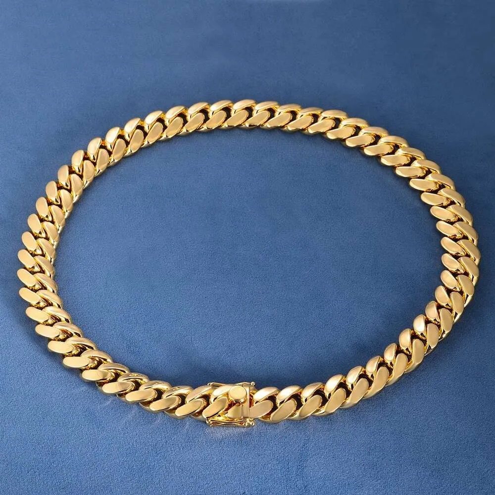 Anpassade mäns 18mm S Sier 10K 14K Solid Fyllt guldgul Miami Cuban Link Chain Armband Halsband för män