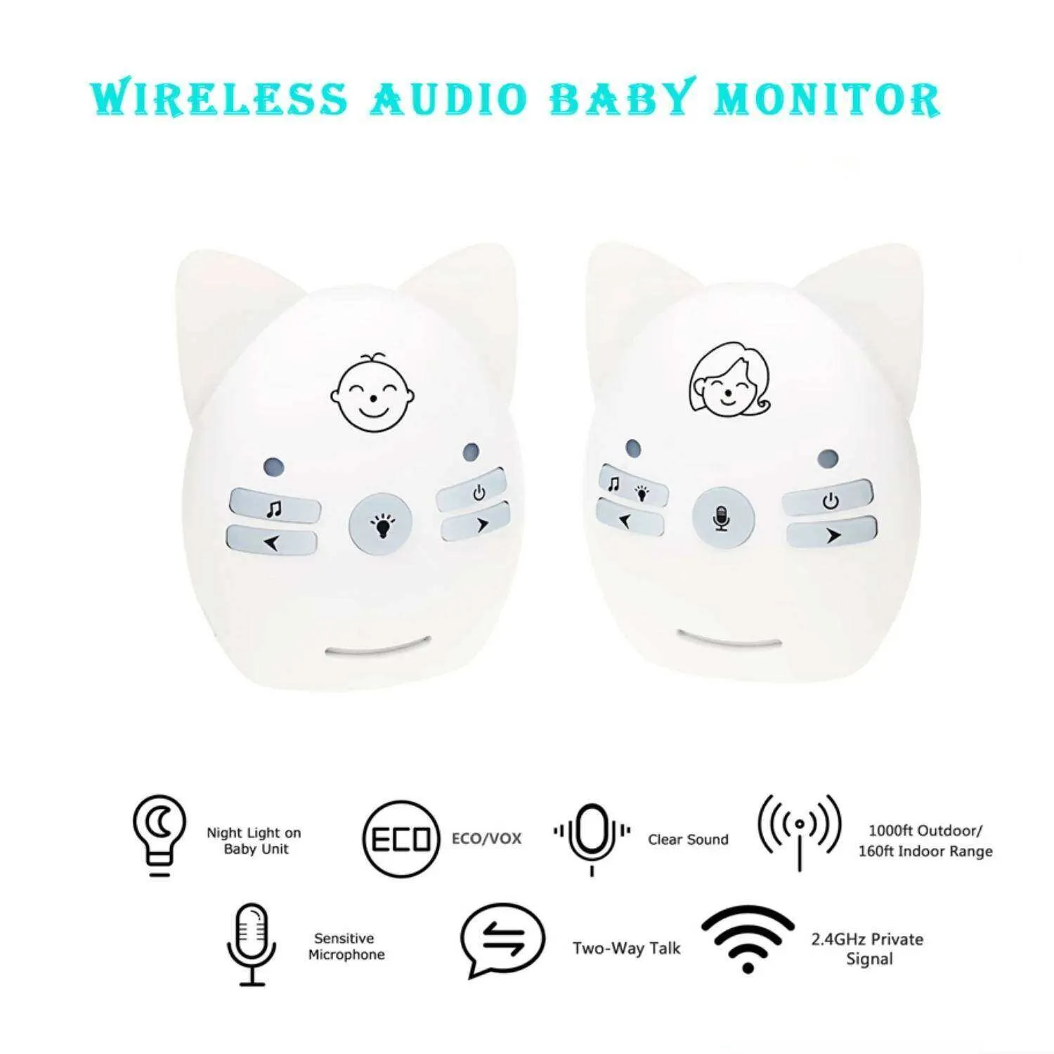 niedlicher Audio-Babyphone, fetaler Babyschrei, Vibrationsalarm, Erinnerung, tragbar, Baba Electronics, kabelloses Babyphone V30