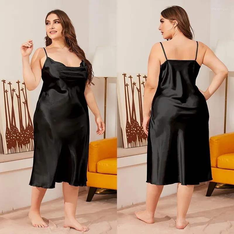 Kadınların Sirkavyesi Seksi Saten Gece Elbisesi Kadınlar Artı Beden Gecesi BBW 2023 Nightwear Lüks Pijama Pijamalar Yaz Yumuşak İpek Uykusu