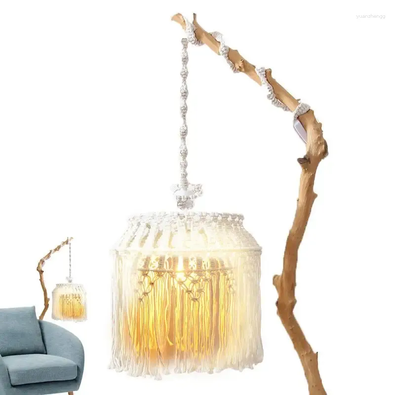 Tapisseries Nordic Ins Abat-jour tissé à la main Lustre en macramé Chambre à coucher bohème Lampe décorative Lampe suspendue Couverture Lanterne de maison