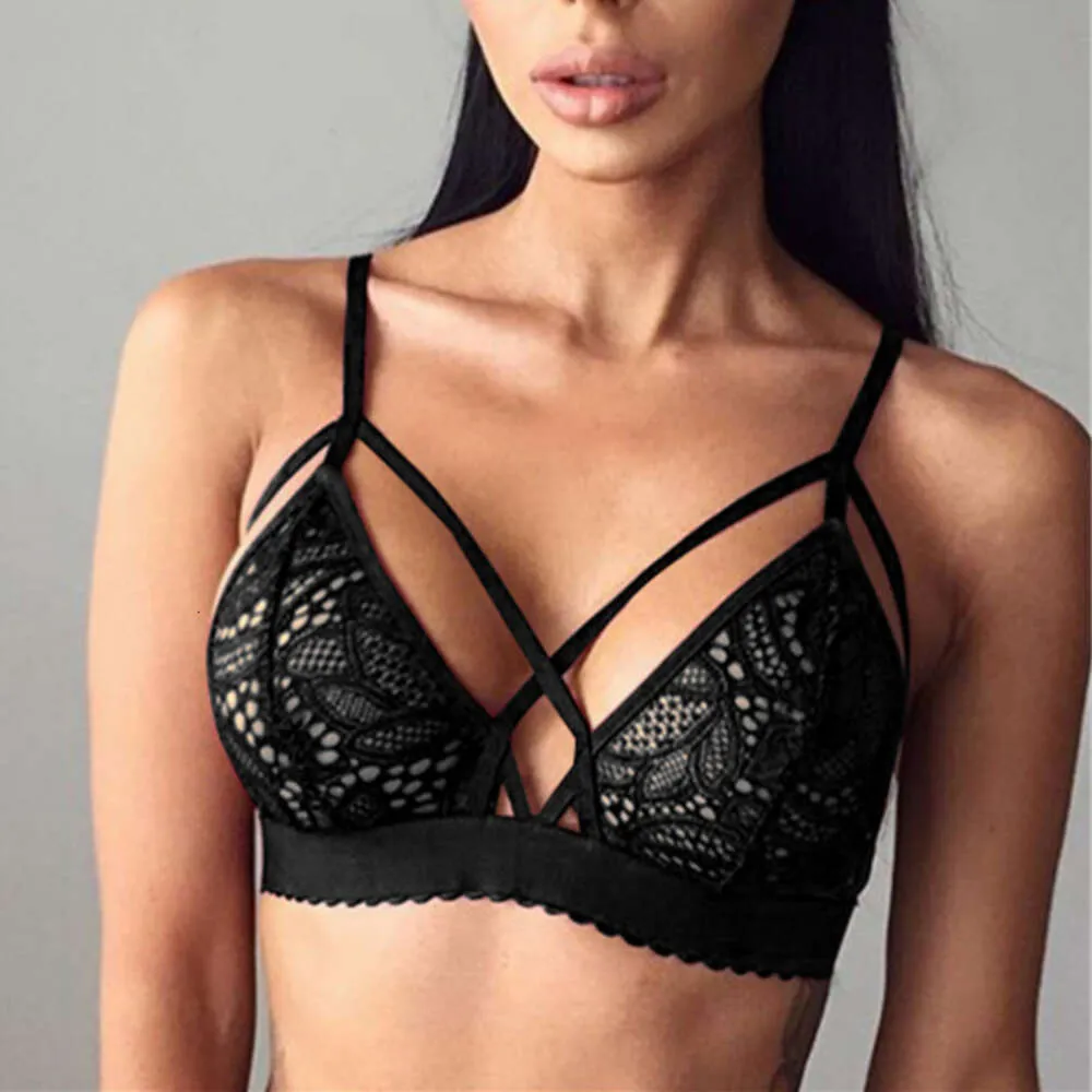 Soutien-gorge de sport en dentelle transparente creuse, Push-Up, respirant, sans anneau en acier, sous-vêtements Sexy pour femmes