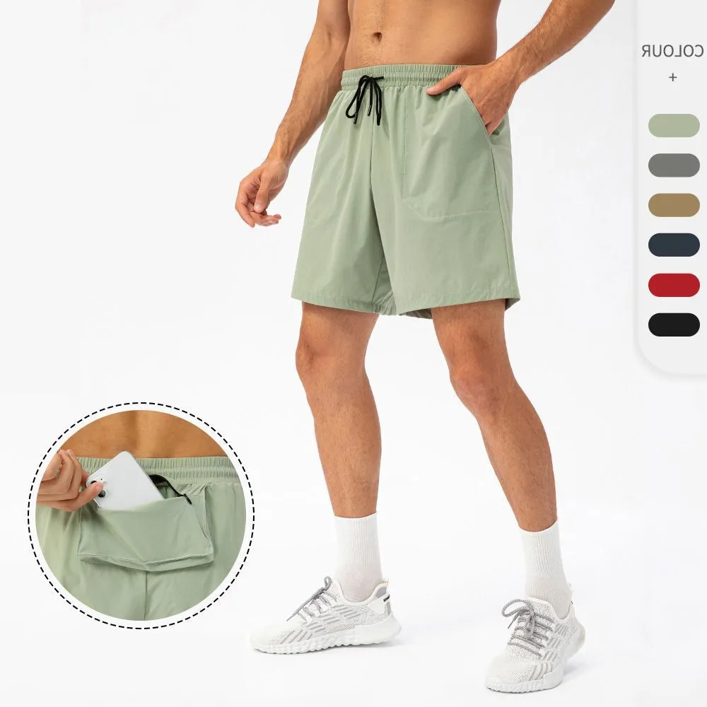 Lul-214 Short de sport de Yoga pour hommes short à séchage rapide avec poche arrière pour téléphone portable pantalon de jogging décontracté pour course à pied
