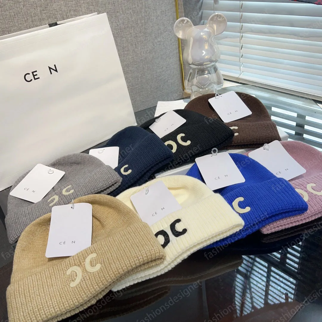 Beanie män designer beanie ull hatt franska trendig klassisk ull stickad hatt 23 färger höst vinter mössor med bokstäver designer beanie