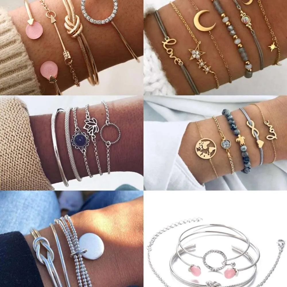 Han Feng Street Photo Personalized Student INS Academy Style Adjustable Fashion Star Moon Chain Bracelet Set Female