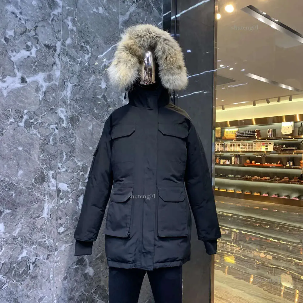 Designer canadense ganso meados de comprimento versão puffer jaqueta feminina para baixo parkas inverno grosso casacos quentes à prova de vento streetwear725