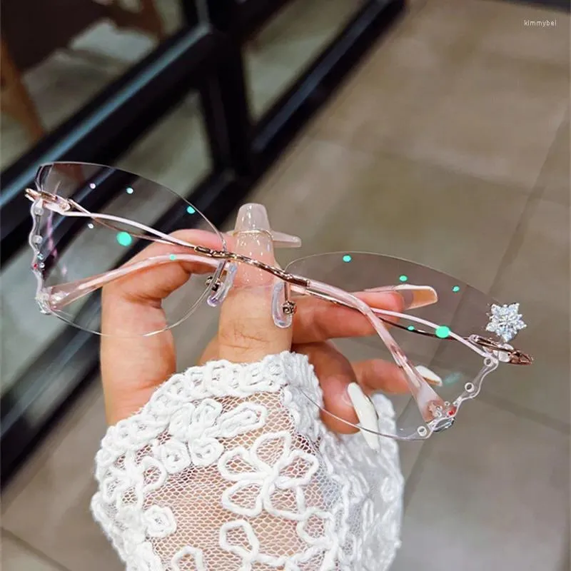 Luxury Butterfly Sunglasses Frames Women's Fashion Rhinestone Titanium  Optical Glasses Frame Tinted Lens Prescription Eyeglasses