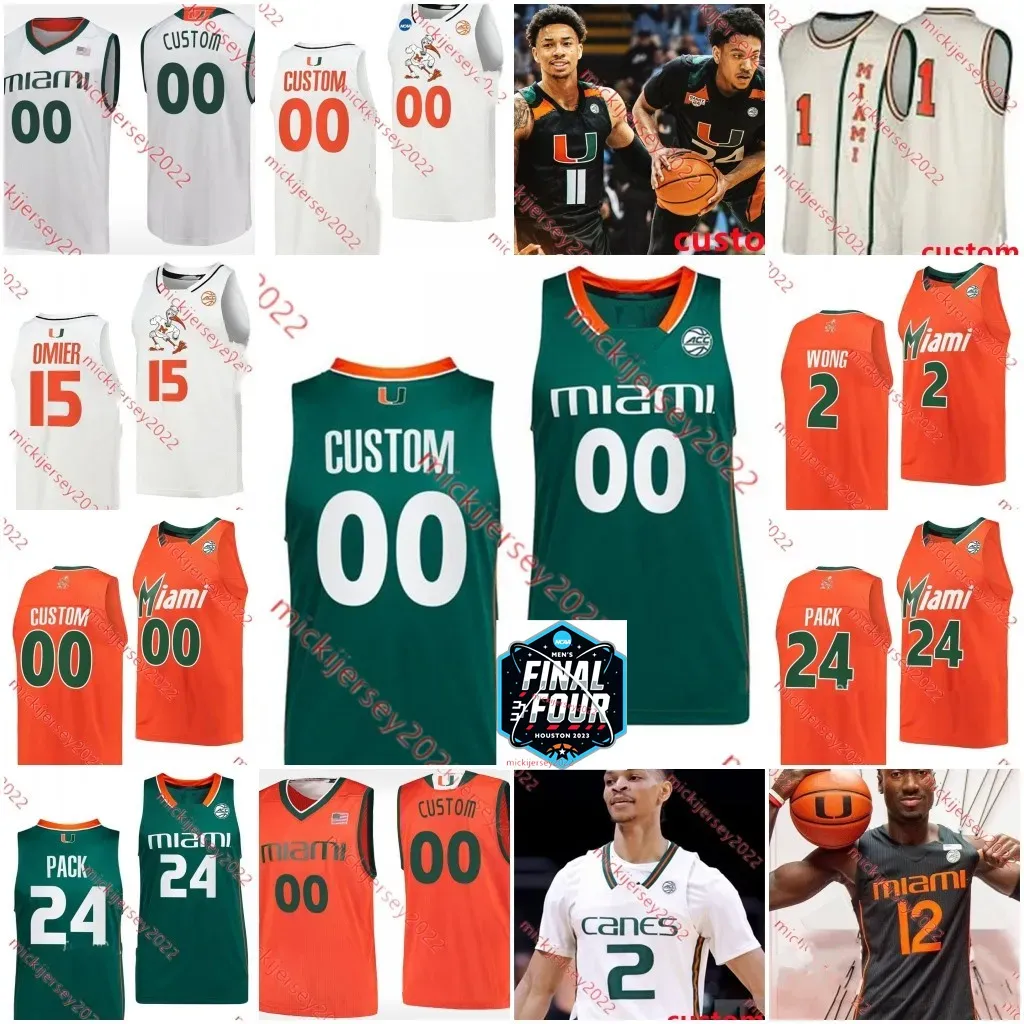 مخصص Lonnie Walker IV Miami Hurricanes Basketball Jerseys Bruce Tim James Jack McClinton Don Curnutt Rick Barry Charlie Moore Custom