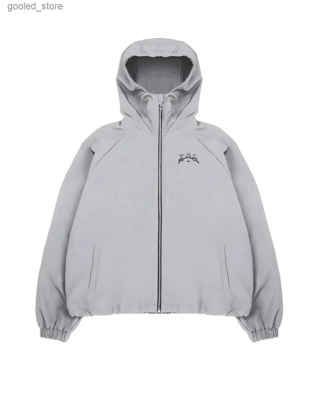 Jaquetas masculinas Y2K Hip Hop Padrão Bordado Zip Up Hoodies Homens Mulheres Vintage Windbreaker Streetwear Moletom Bomber Jaqueta Kpop Roupas Q231109