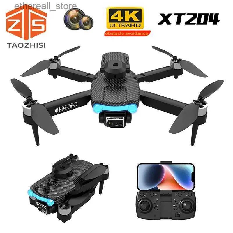DRONS XT204 RC DRONE BROSTLESS MOTOR 6K 8K HD Dual Camera med hinder Undvikande helikopter Profesional Brushless Dron RC Plane Toys Q231107