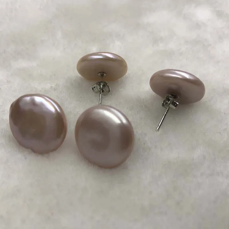 Oorknopjes ELEISPL SIERADEN GROTE 16mm Munt FW Parels Studs Earring 2 paar Paars #498-35-2