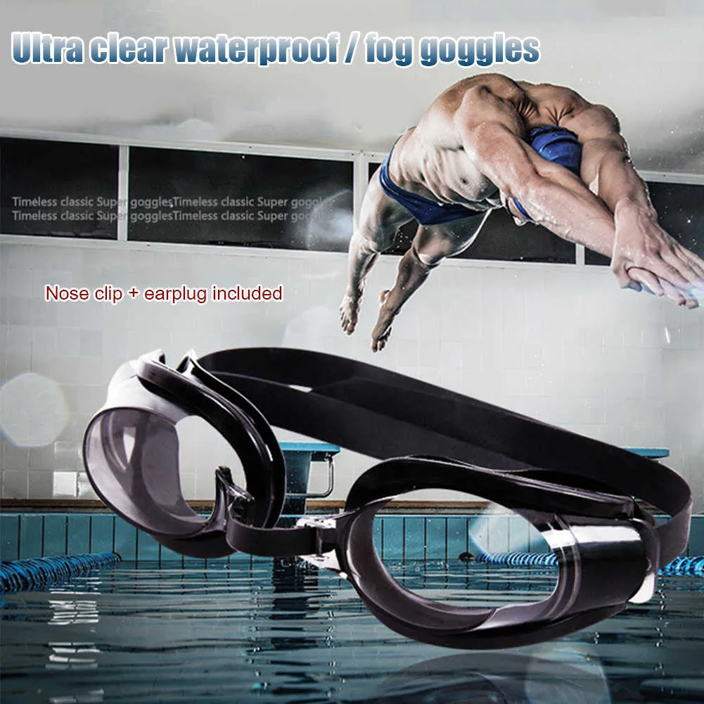 Goggles Unisex goggles HD transparent waterproof anti fog swimming UV resistant men's and women's glasses sports swimwear with earplugs P230601