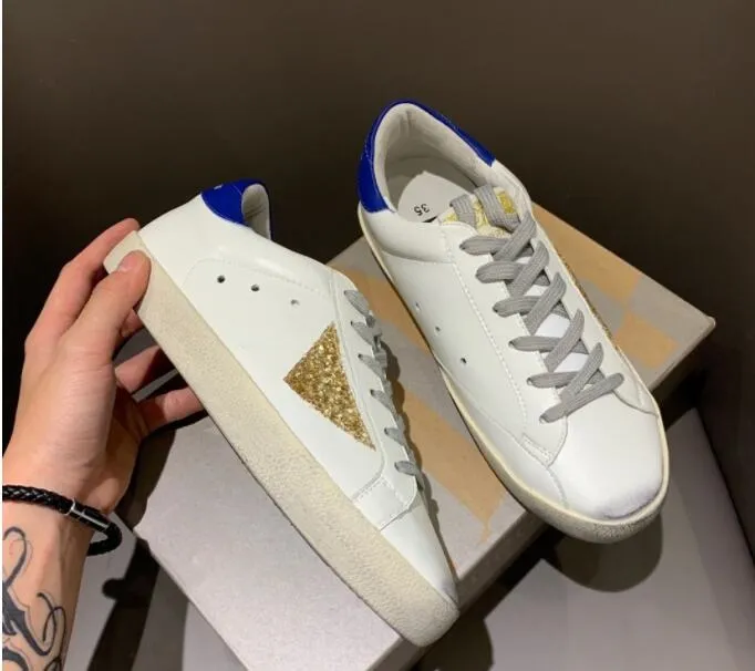Golden Real Leather Superstar Sneakers Sequin Classic White