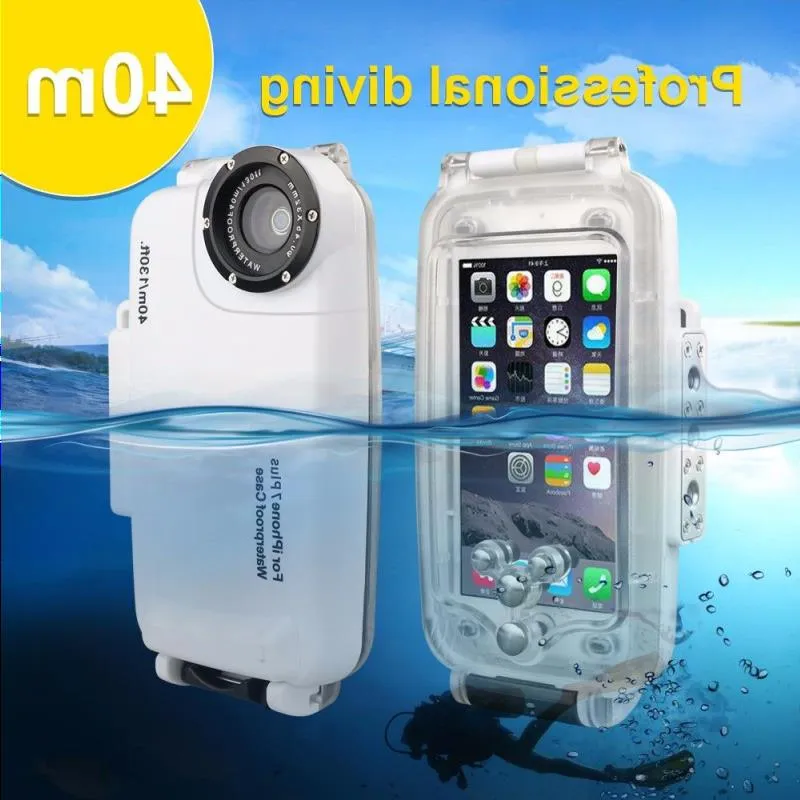 Freeshipping Onderwaterfotografie Protector Behuizing Case voor iphone 7/7s, 40 m 130ft Duiken Waterbestendigheid Diepte Gogph