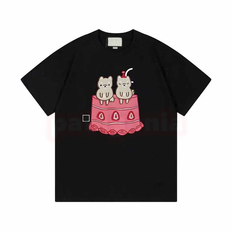 Designer Men Dames T-shirt Heren Nieuwe Cat Printing T-stukken Paren Summer Tops Grootte XS-L