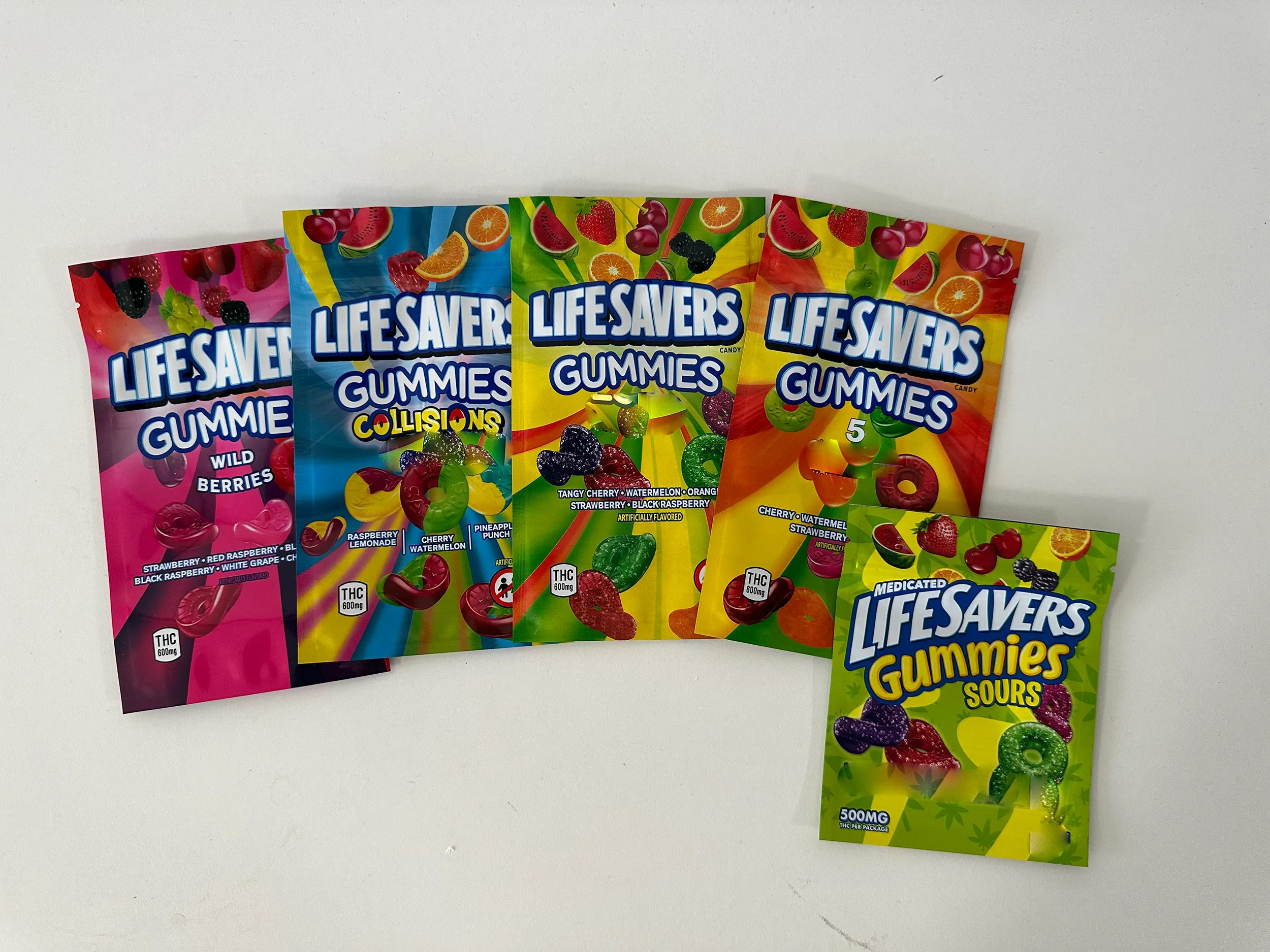 Gummy LifeSavers Plastikowy torba opakowań 420 Jadalne Mylar 500 mg Gumowate Candy Pakiet Baggies