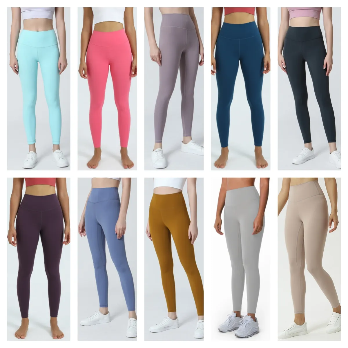 Lycra stof effen kleur kostuum dames yogabroek hoge taille sport gymkleding leggings elastische fitness dame buitensportbroeken