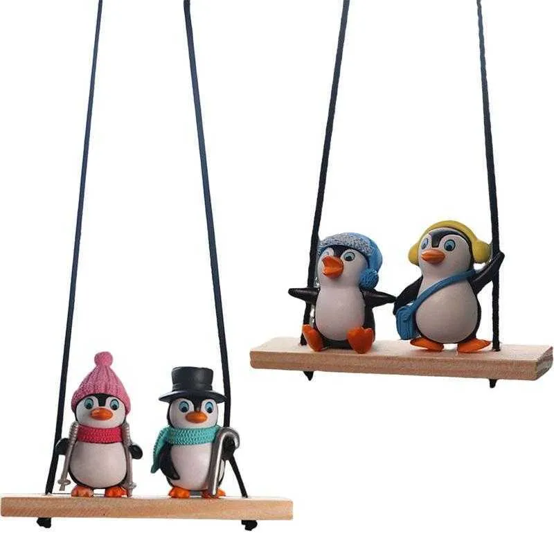 Interior Decorations Cute Auto Rearview Mirror Penguin Pendant Decoration | Creative And Delightful Car Accessories Ornaments AA230407