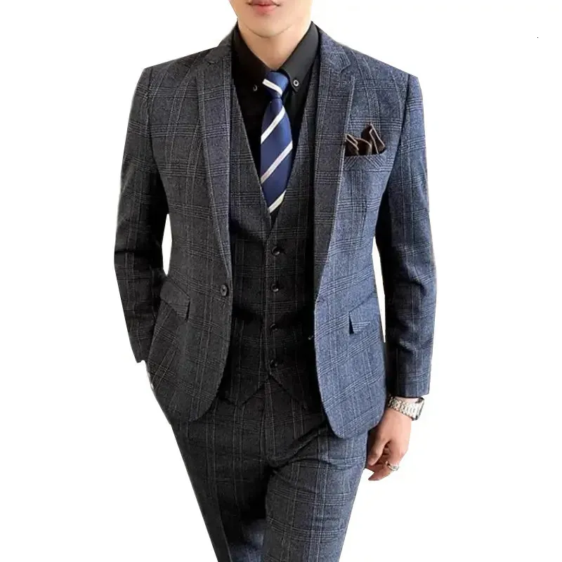 Męskie garnitury Blazers Mash Man Men Business Suit 3cece Style Klasyczna sukienka na bal maturalne zestaw Homme Rozmiar 5xl-S Blazer Pant Creach 231109