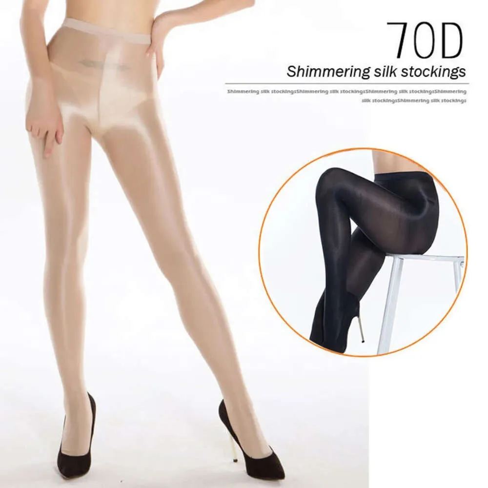 Collants brillants 70D pour femmes, bas Sabin pour boîte de nuit, collants réfléchissants pour Performance sur scène, chaussettes épaisses et brillantes, Lingerie