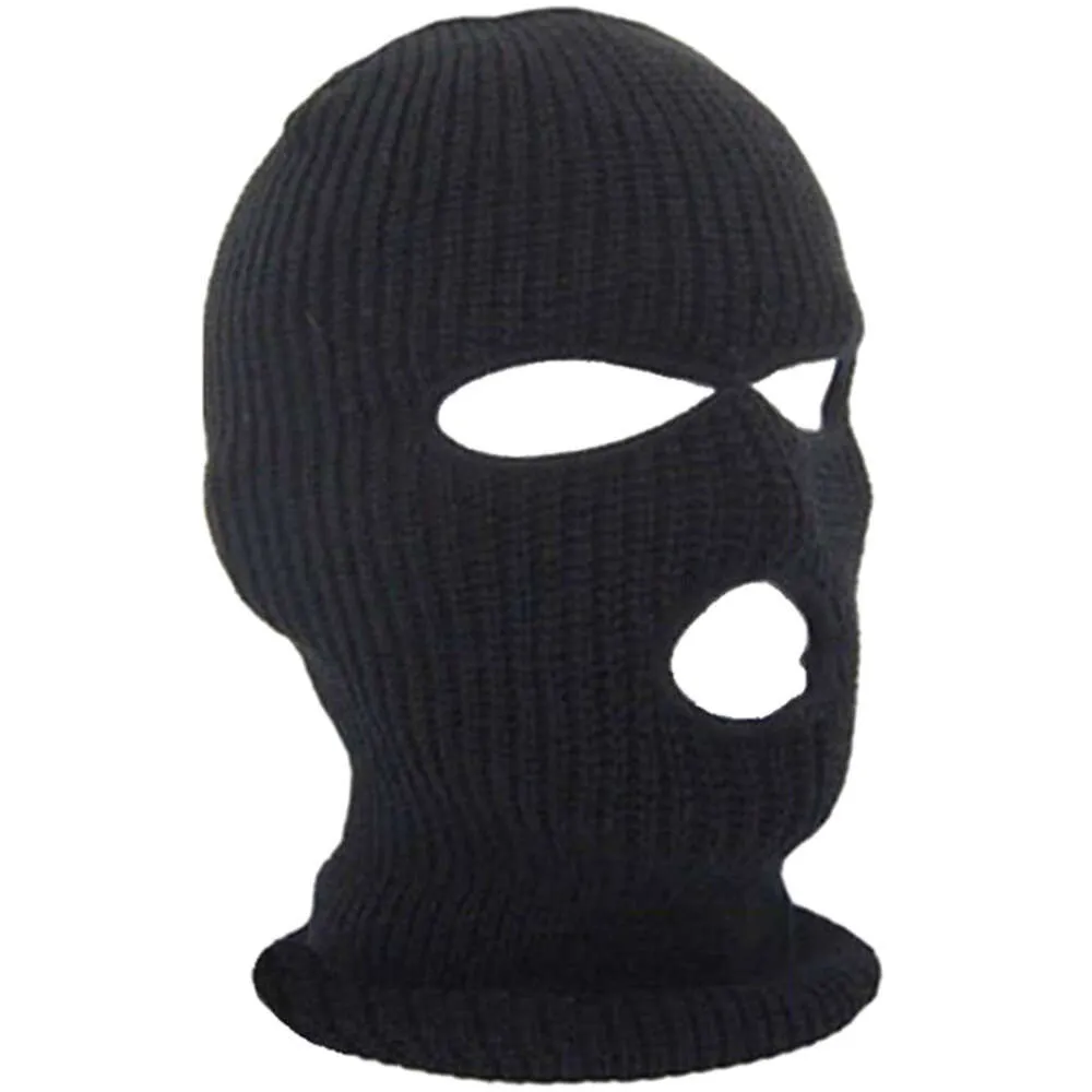 Máscara facial de malha de lã com três furos para homens e mulheres de inverno à prova de vento boné de proteção de ouvido chapéu frio TKE2