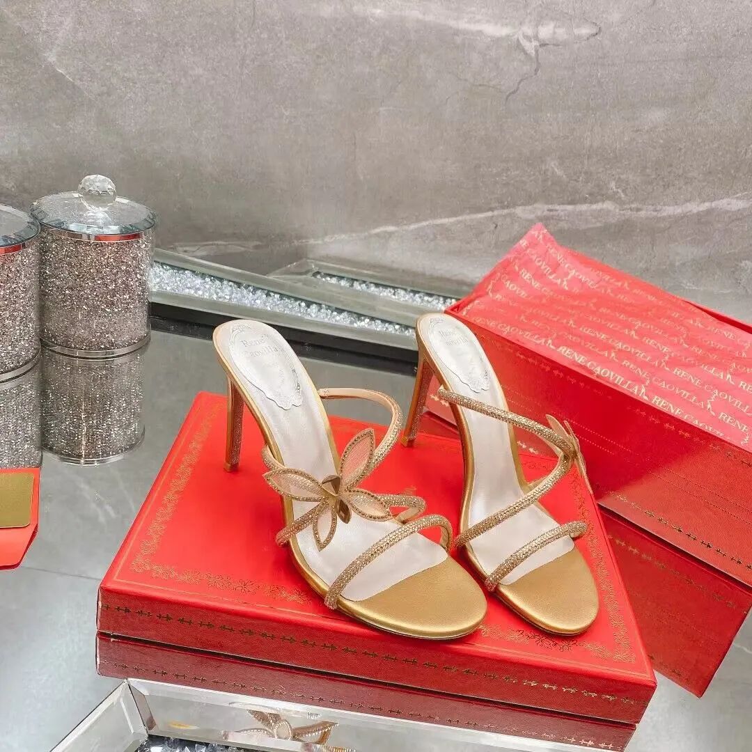 Designer Sandal Margot Crystal Gold Fjäril