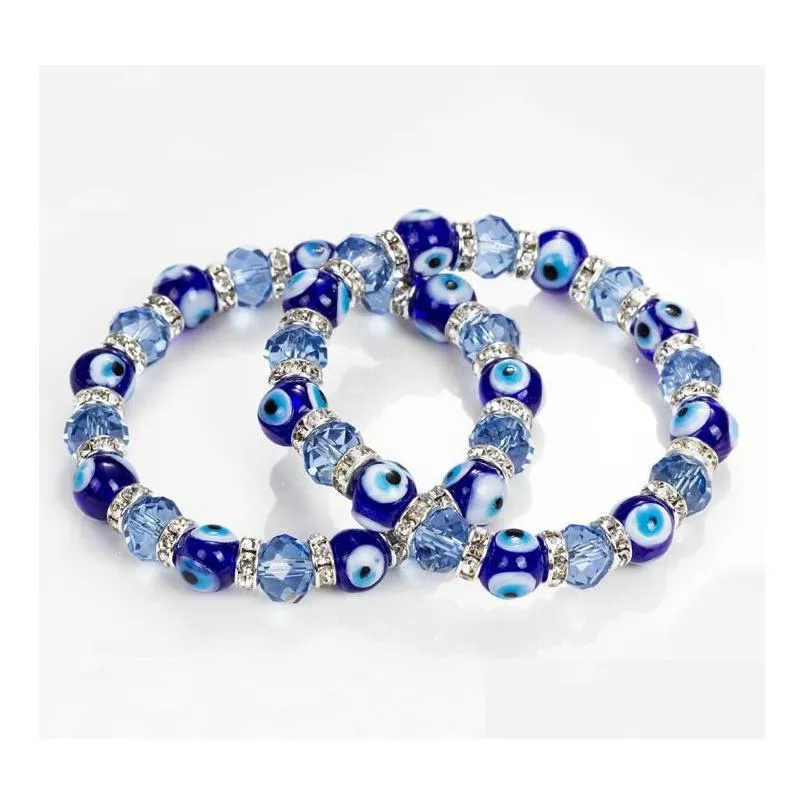 Beaded Trendy Simple Evil Eye Relius Charm Blue Beads Lucky Armband Bästa match Turkiska för Drop Leverans smycken Armband Dhgarder Dht7r