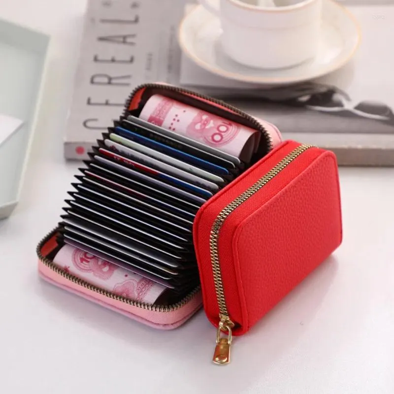 Titulaires de cartes Femme/Homme Business Holder Case Noir/café/rose/rouge 11/20 Bits PU Portefeuille en cuir Femmes/hommes