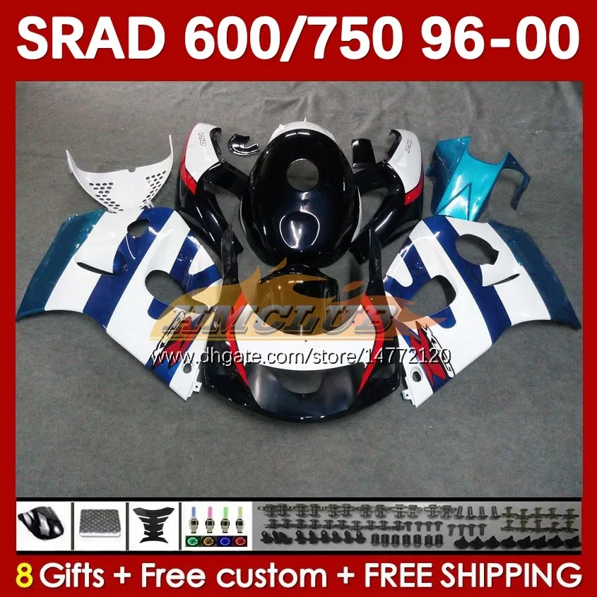 スズキSRAD GSXR 750 600 CC GSXR600 GSXR750 1996-2000 168NO.41 GSXR-600 1996 1998 1998 1999 2000 600CC 750cc 96 97 98 999 00モトフェアリングホワイトブラックブラックブラック