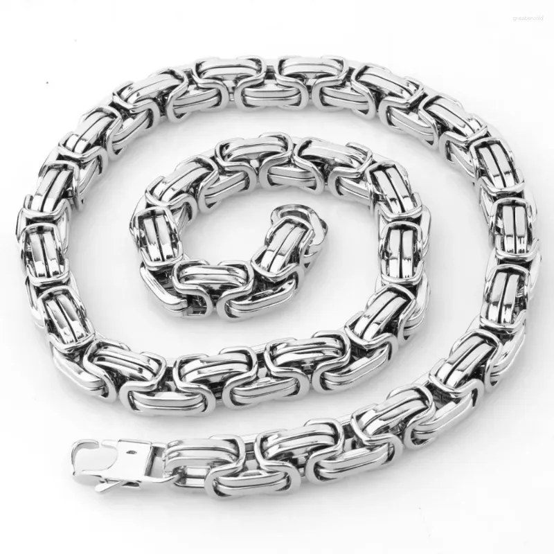 Kedjor 7 "-40" 8/10/12/15mm bredd tung modemän kedja silver färg rostfritt stål byzantin länk halsband eller armband